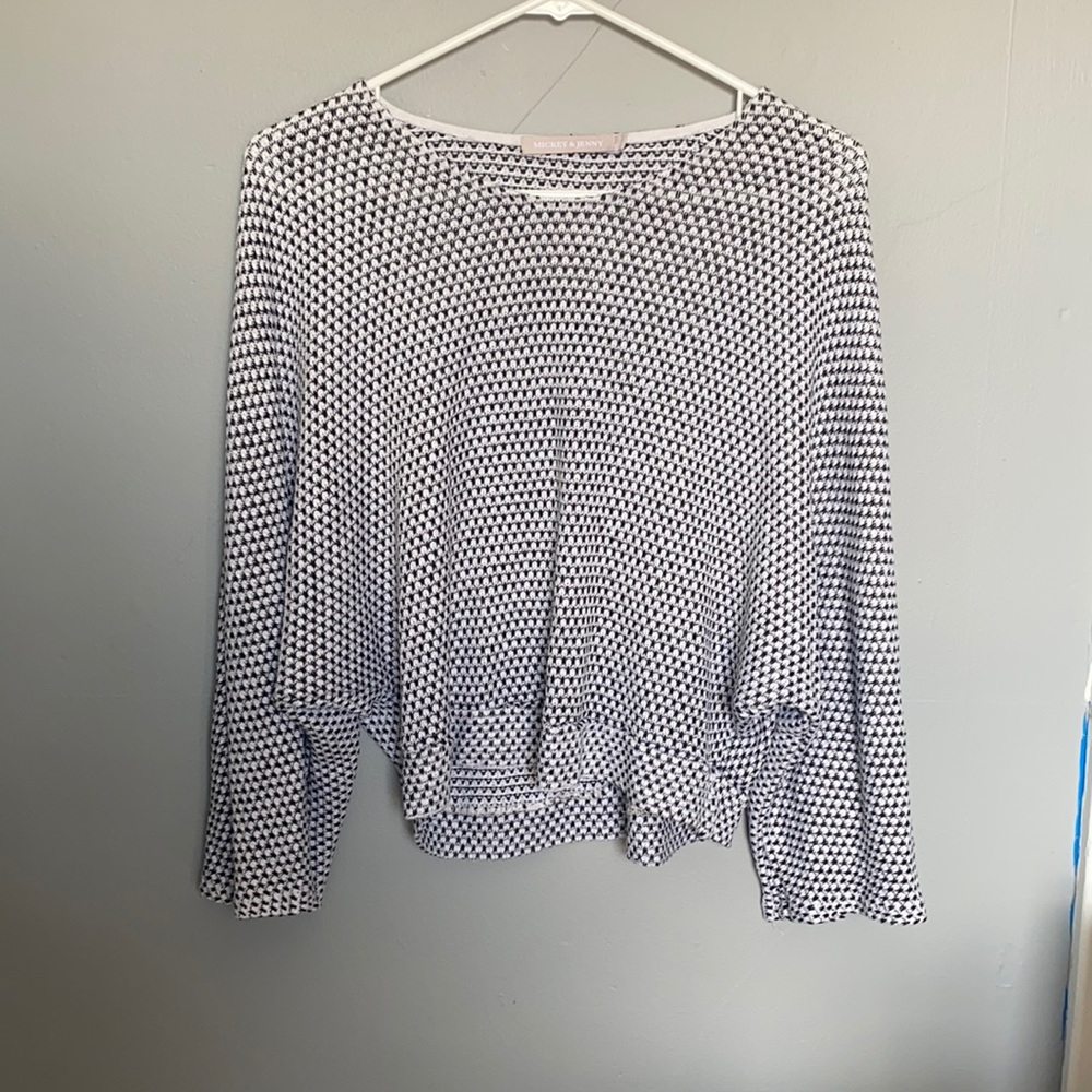 Mickey & Jenny houndstooth women’s small long sleeve top mod girly cutesy scandi